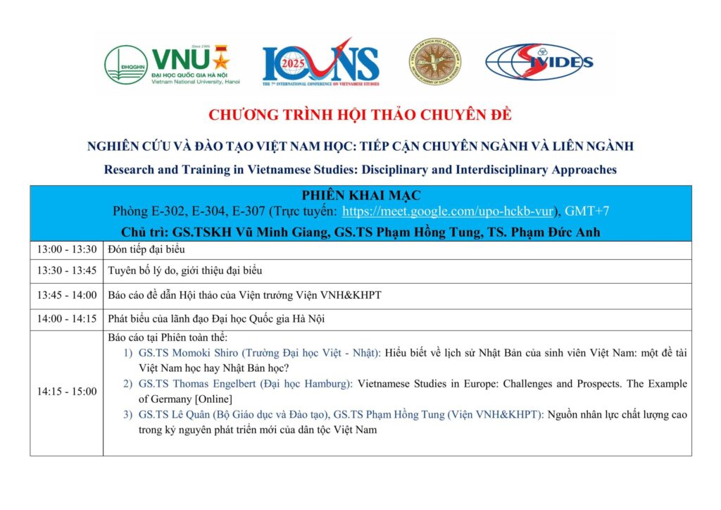 Chương trình Hội thảo chuyên đề 1